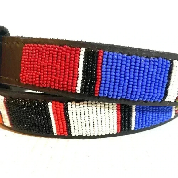 Handcrafted multicolors beaded unisex belt size 38 - Picture 3 of 6